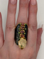 Fire Opal Studded Pink Tourmaline